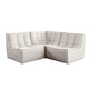 Ema 3 Piece Sectional Sofa | Sand Beige Fabric | Scooped Seat | Grid Tufting BM338696