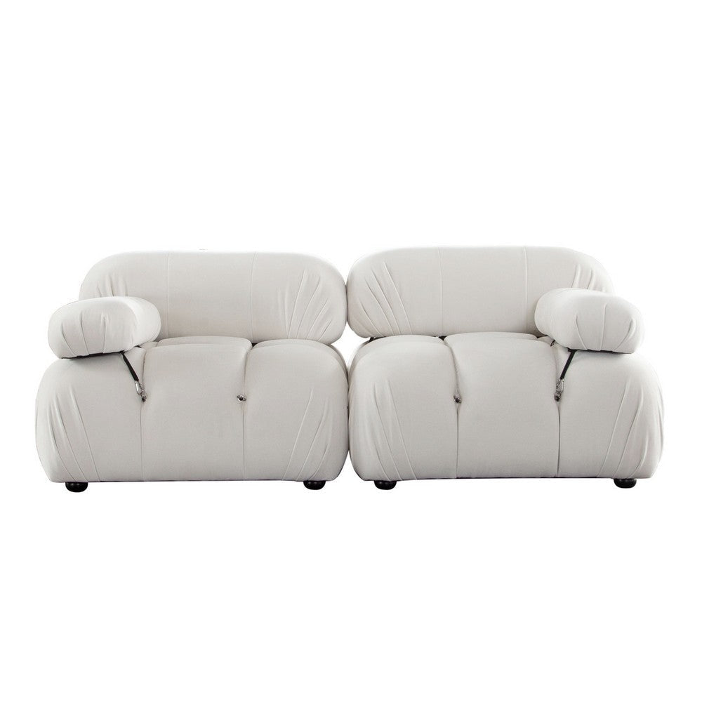 Hito 2 Piece Modular Armchair Sofa Set | Light Cream Bubble Grid Tufting BM338698