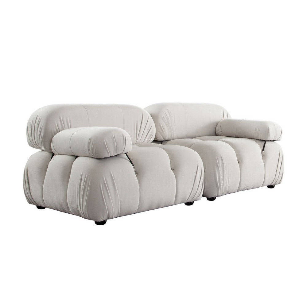 Hito 2 Piece Modular Armchair Sofa Set | Light Cream Bubble Grid Tufting BM338698