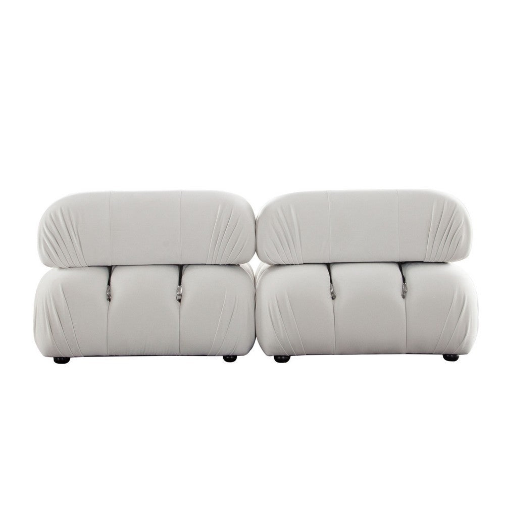 Hito 2 Piece Modular Armchair Sofa Set | Light Cream Bubble Grid Tufting BM338698