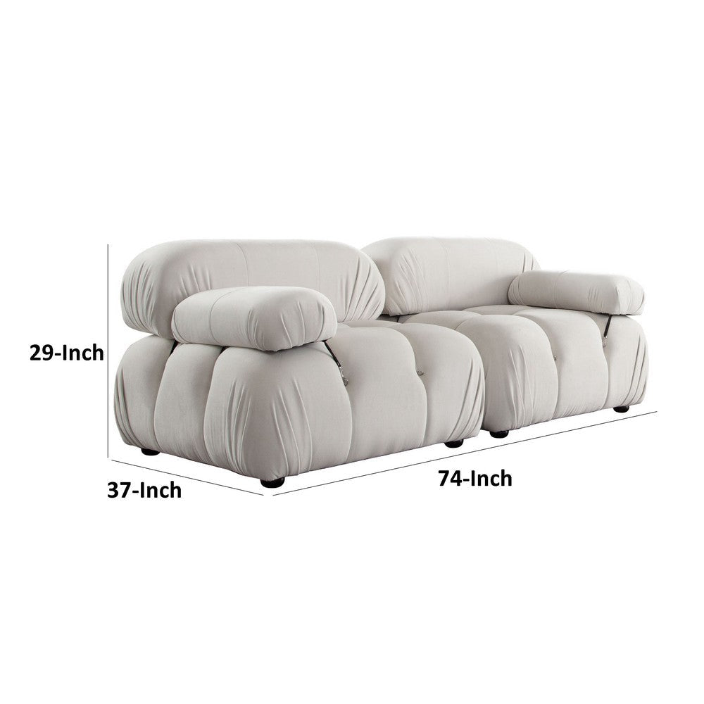 Hito 2 Piece Modular Armchair Sofa Set | Light Cream Bubble Grid Tufting BM338698
