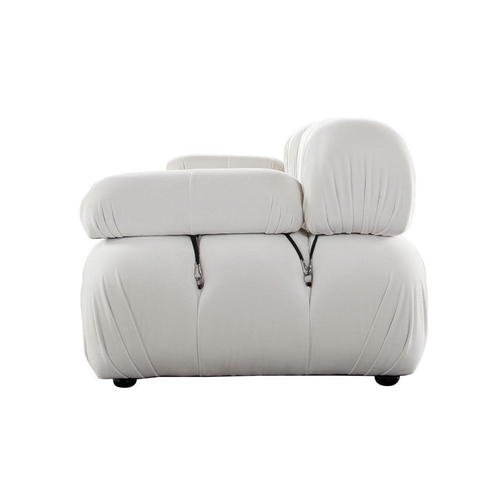 Hito 3 Piece Modular Sofa Set 111’’ Light Cream Bubble Grid Tufting BM338699