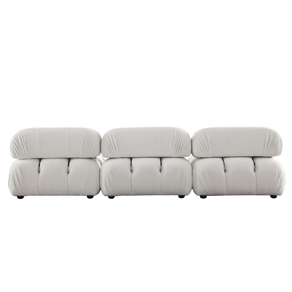 Hito 3 Piece Modular Sofa Set 111’’ Light Cream Bubble Grid Tufting BM338699