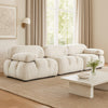 Hito 3 Piece Modular Sofa Set, 111", Light Cream Bubble Grid Tufting