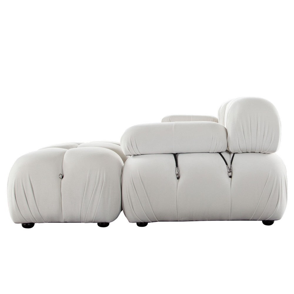Hito 4 Piece Modular Sectional Chaise Sofa Set | Cream Bubble Grid Tufting BM338700