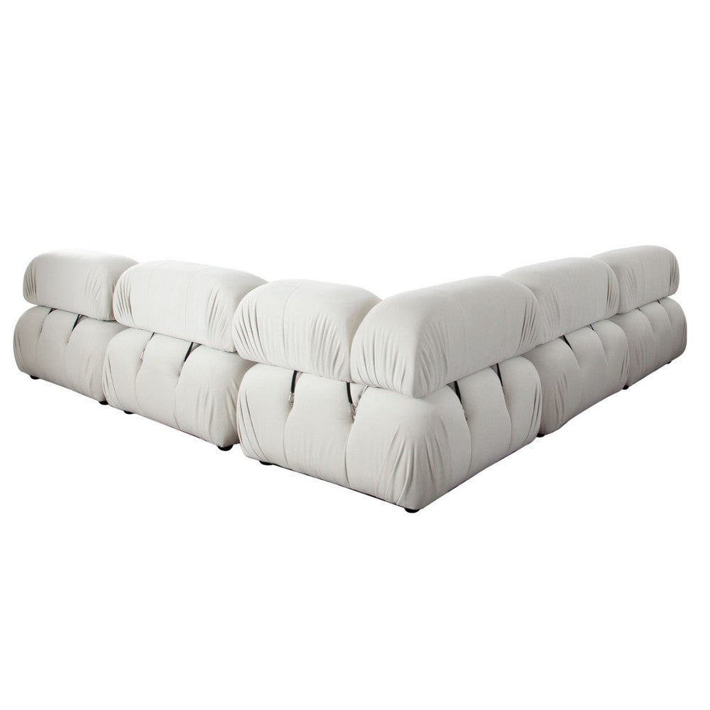 Hito 5 Piece Modular Sectional L Sofa Set | Light Cream Bubble Grid Tufting BM338701