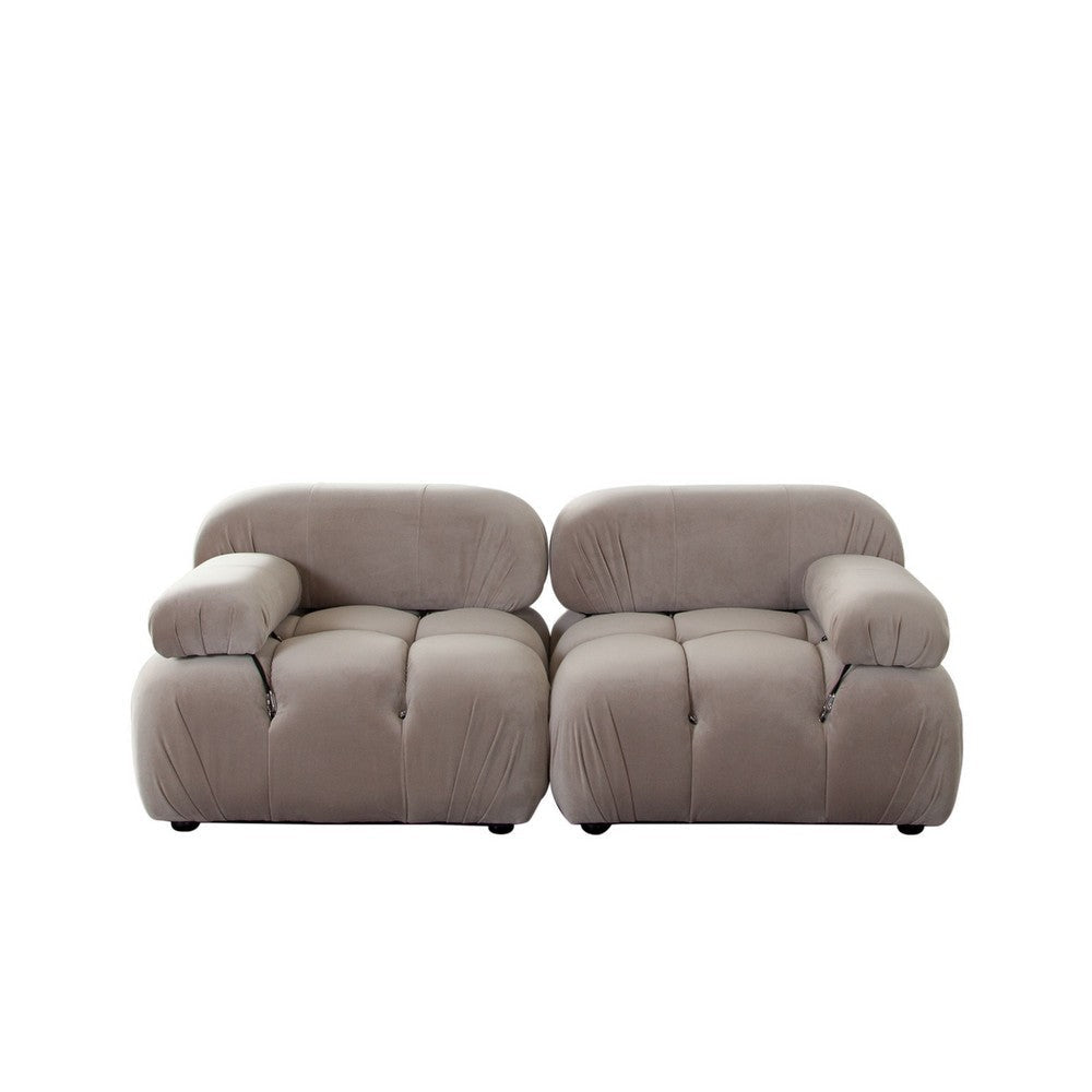 Hito 2 Piece 74’’ Modular Sofa Set | Tan Brown Bubble Grid Tufting BM338702