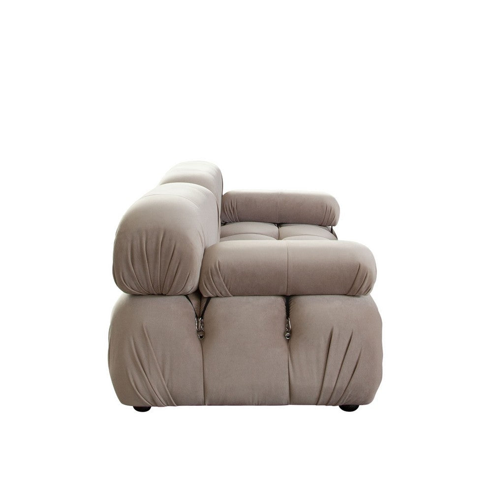 Hito 2 Piece 74’’ Modular Sofa Set | Tan Brown Bubble Grid Tufting BM338702
