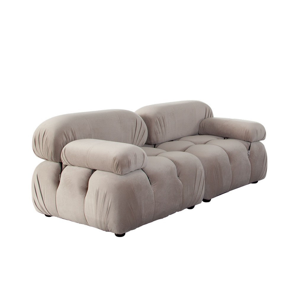 Hito 2 Piece 74’’ Modular Sofa Set | Tan Brown Bubble Grid Tufting BM338702