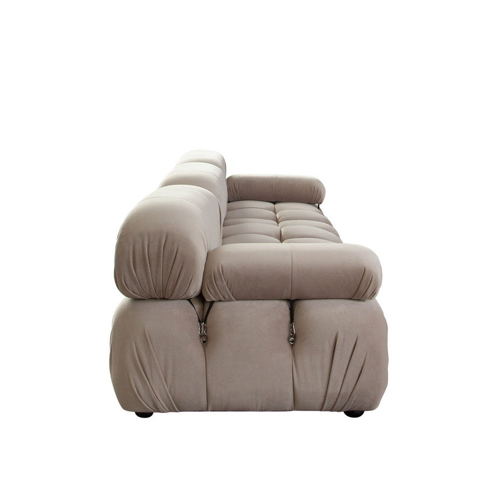 Hito 3 Piece 111’’ Modular Sofa Set | Tan Brown Bubble Grid Tufting BM338703