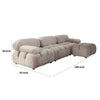 Hito 4 Piece Modular 111’’ Sectional Chaise Sofa Set Tan Brown Bubble Grid Tufting BM338704