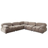Hito 5 Piece Modular Sectional L Sofa Set | Tan Brown Bubble Grid Tufting BM338705