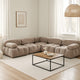 Hito 5 Piece Modular Sectional L Sofa Set | Tan Brown Bubble Grid Tufting