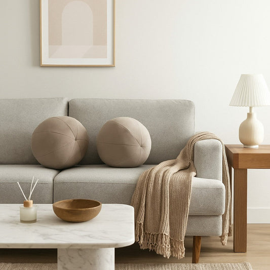 Hito Set of 2 Accent Pillows | Round Shape | Brown Velvet w Polyester Fill BM338706