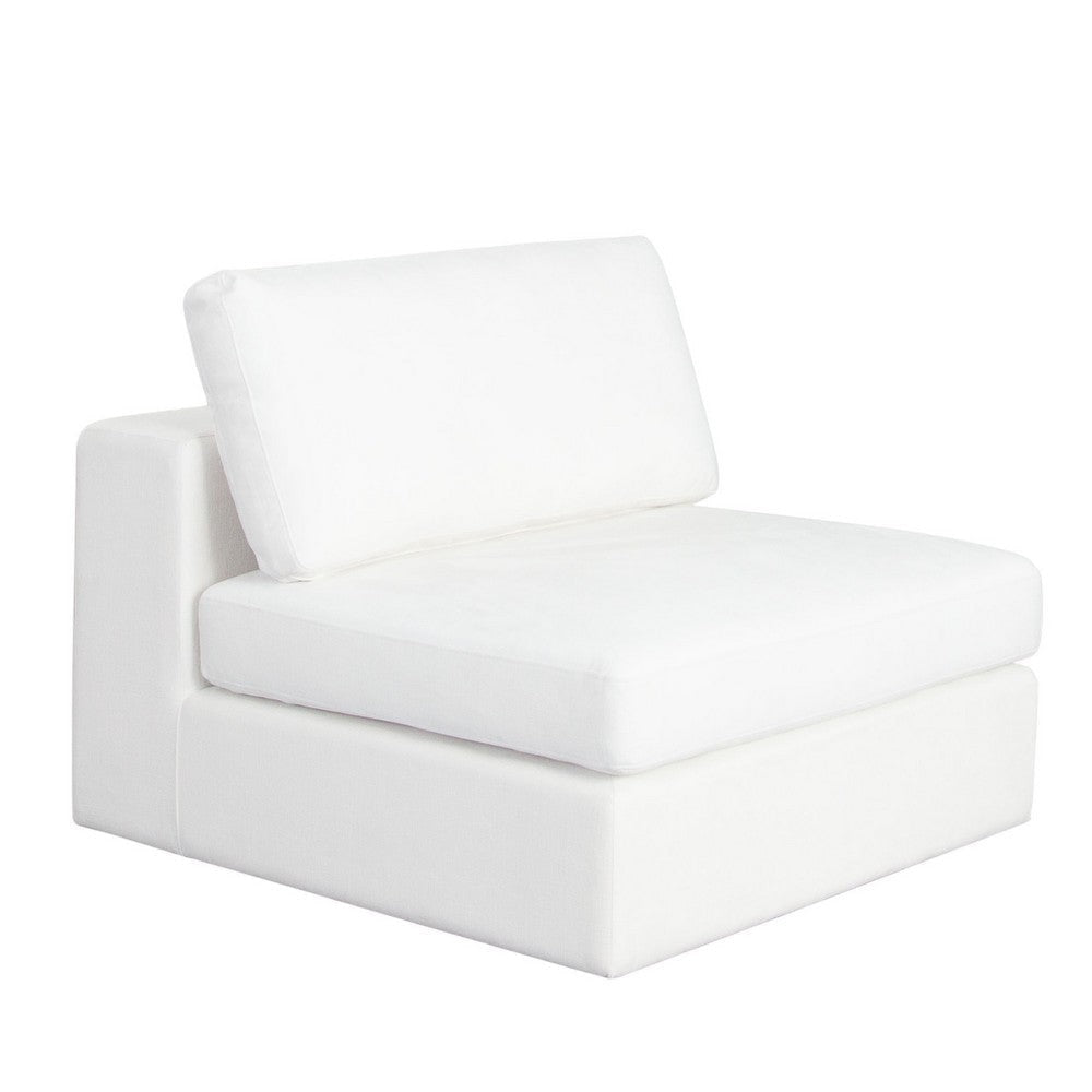 Lipi Modular Armless Chair | Plush Mist White | 41" Solid Wood Frame