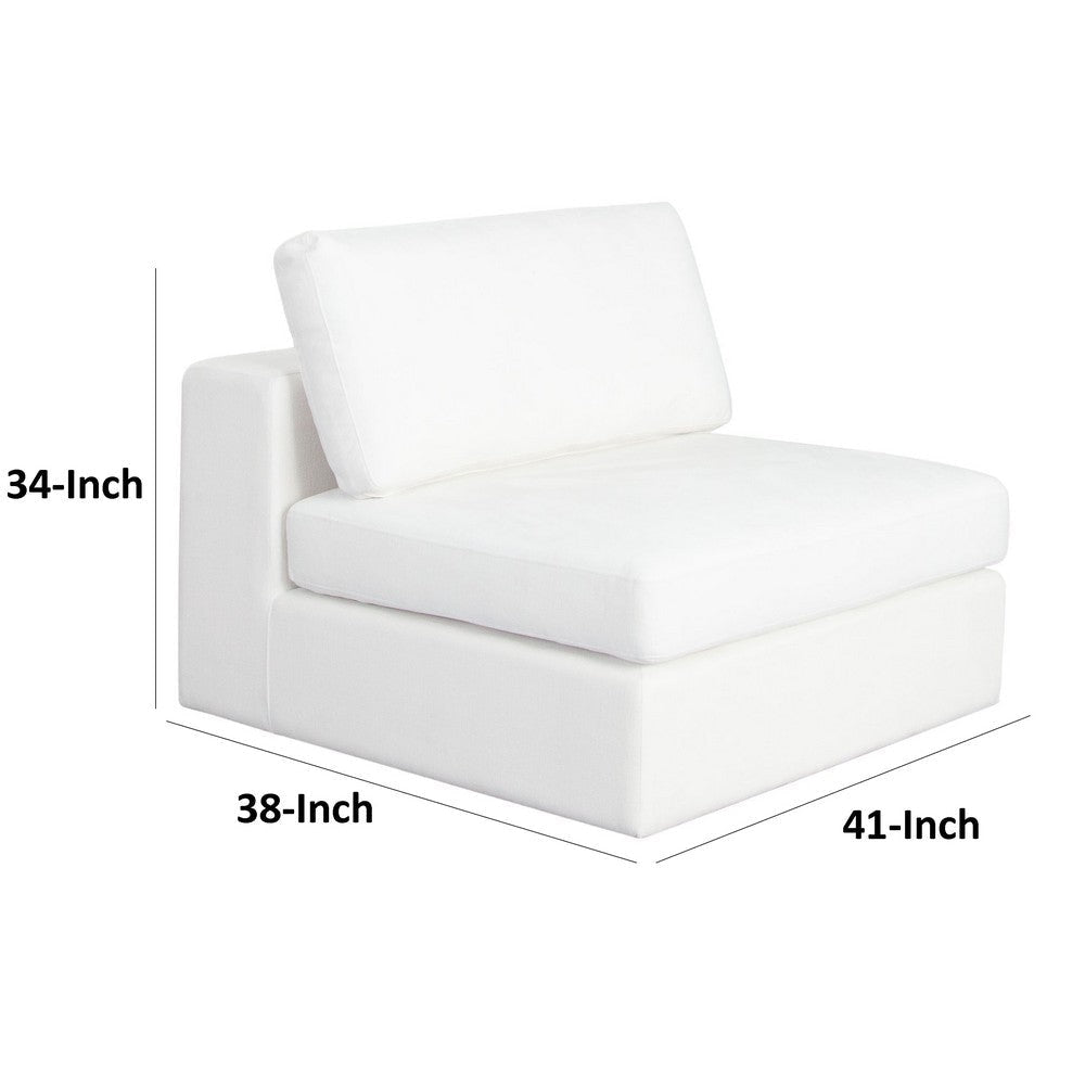 Lipi Modular Armless Chair | Plush Mist White | 41’’ Solid Wood Frame BM338707