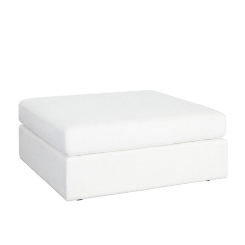 Lipi Accent Ottoman | Plush Mist White | 42" Solid Wood Frame