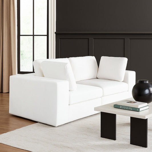 Lipi 2pc Modular Sofa Set | Mist White | 82" Solid Wood Frame