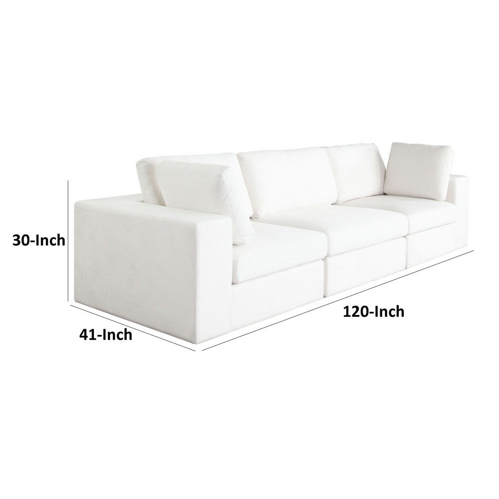 Lipi 3pc Modular Sofa Set | Mist White | 120’’ Solid Wood Frame BM338710