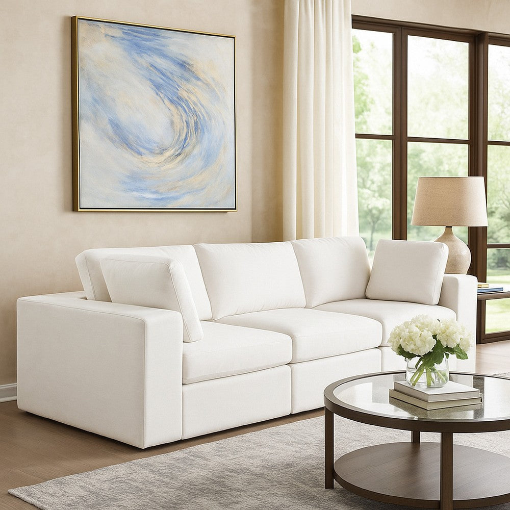 Lipi 3pc Modular Sofa Set | Mist White | 120" Solid Wood Frame