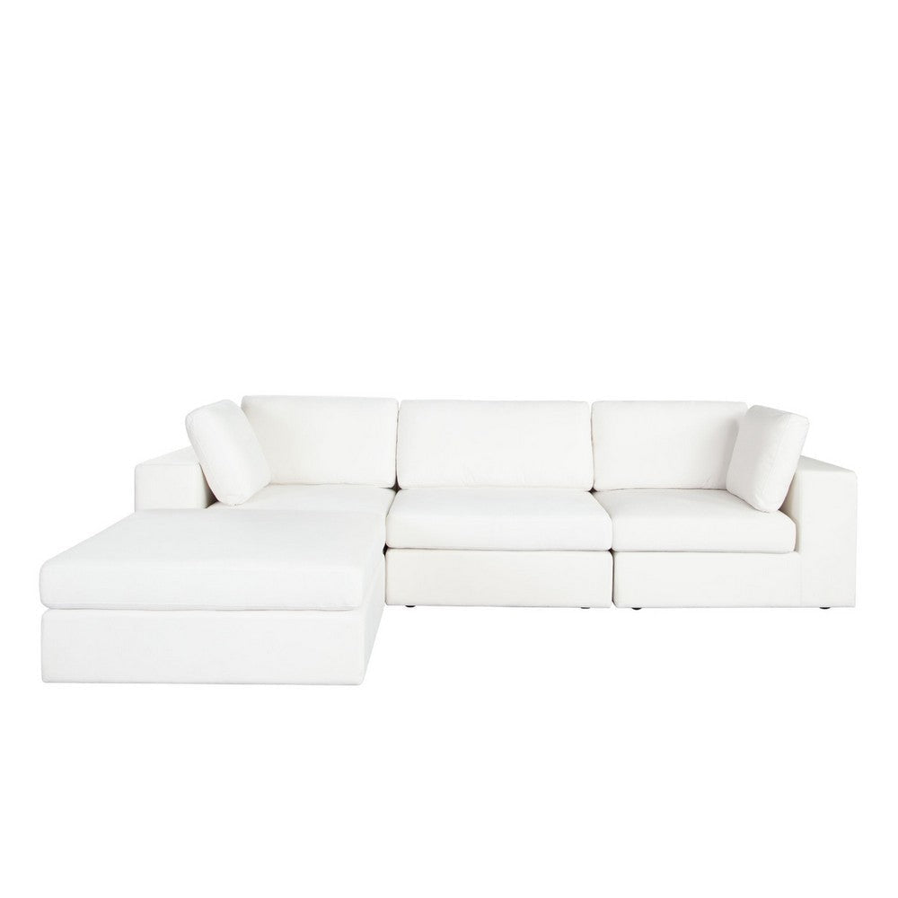 Lipi 4pc Modular Sectional Chaise Sofa Set | Mist White | 120’’ Solid Wood Frame BM338711
