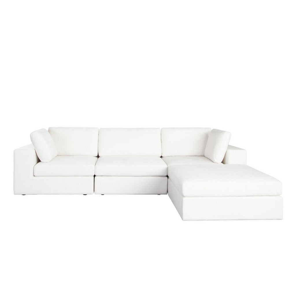Lipi 4pc Modular Sectional Chaise Sofa Set | Mist White | 120’’ Solid Wood Frame BM338711
