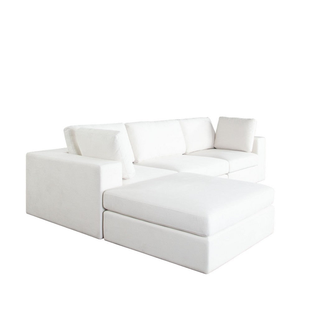 Lipi 4pc Modular Sectional Chaise Sofa Set | Mist White | 120’’ Solid Wood Frame BM338711