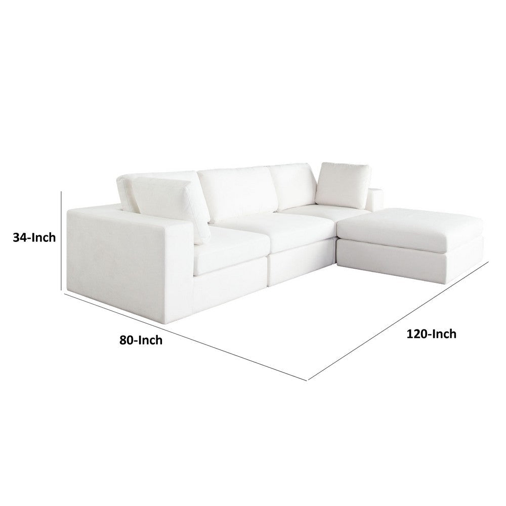 Lipi 4pc Modular Sectional Chaise Sofa Set | Mist White | 120’’ Solid Wood Frame BM338711