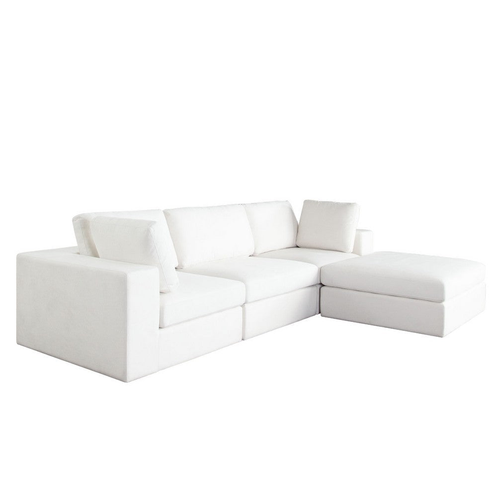Lipi 4pc Modular Sectional Chaise Sofa Set | Mist White | 120’’ Solid Wood Frame BM338711