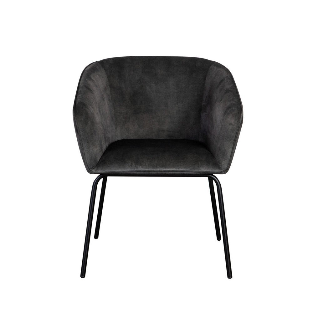 Voro Dining Chair Set of 2 | Gray Velvet | Sleek Black Metal Legs BM338713