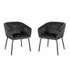 Voro Dining Chair Set of 2 | Gray Velvet | Sleek Black Metal Legs BM338713