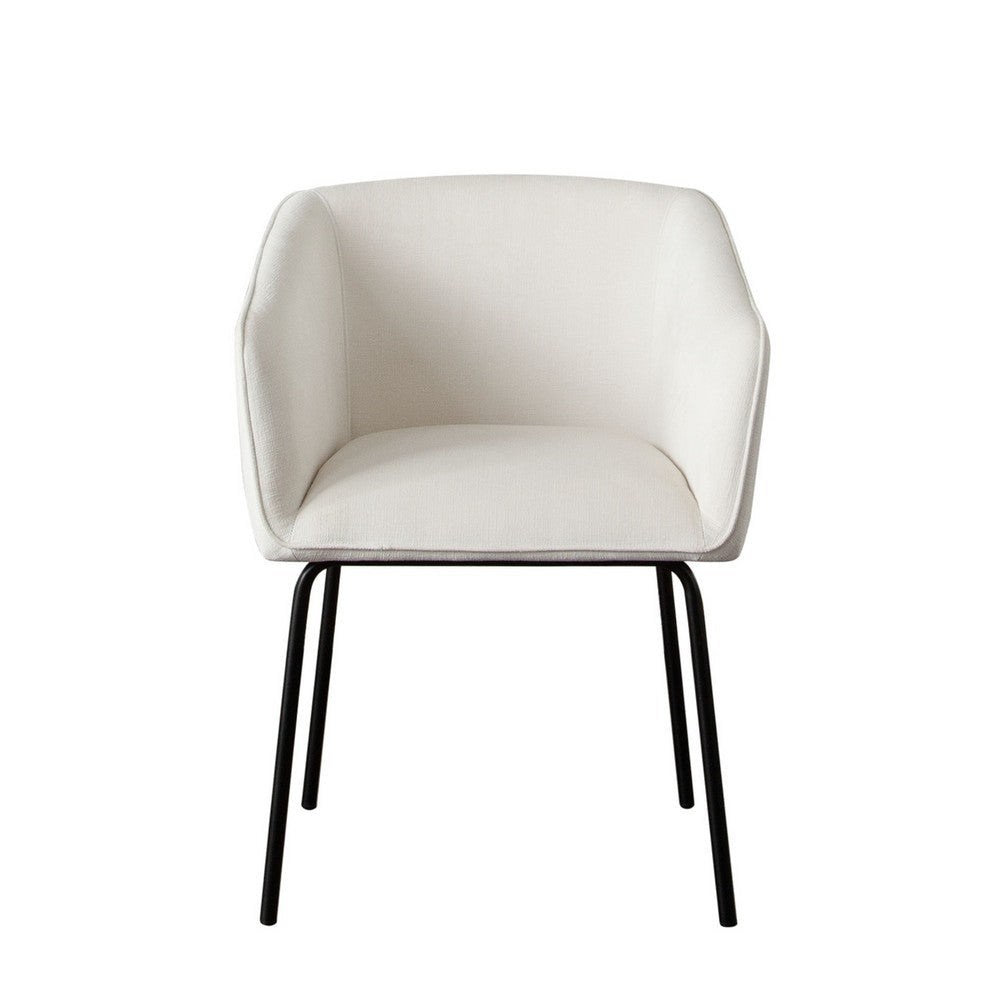 Voro Dining Chair Set of 2 | Mist White Fabric | Sleek Black Metal Legs BM338714