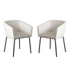 Voro Dining Chair Set of 2 | Mist White Fabric | Sleek Black Metal Legs