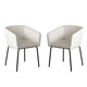 Voro Dining Chair Set of 2 | Mist White Fabric | Sleek Black Metal Legs