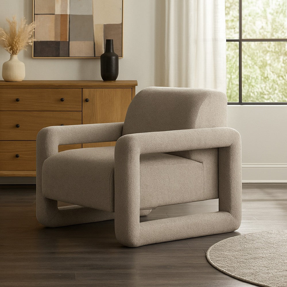 Keny Accent Chair | Open Arm Textured Mink Gray Polyester
