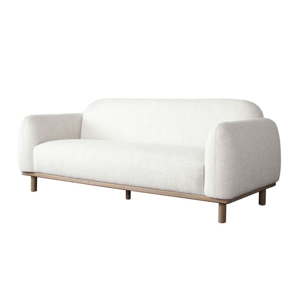 Lary Retro Modern Sofa | 84’’ Light Barley White Polyester | Caramel Brown BM338718