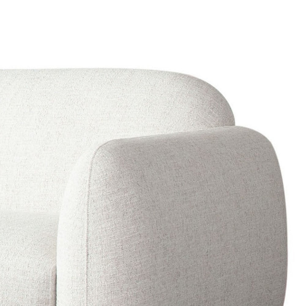 Lary Retro Modern Sofa | 84’’ Light Barley White Polyester | Caramel Brown BM338718