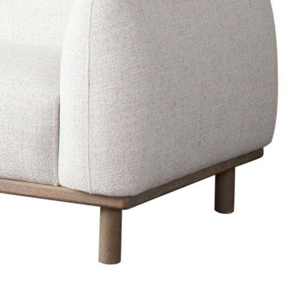 Lary Retro Modern Sofa | 84’’ Light Barley White Polyester | Caramel Brown BM338718