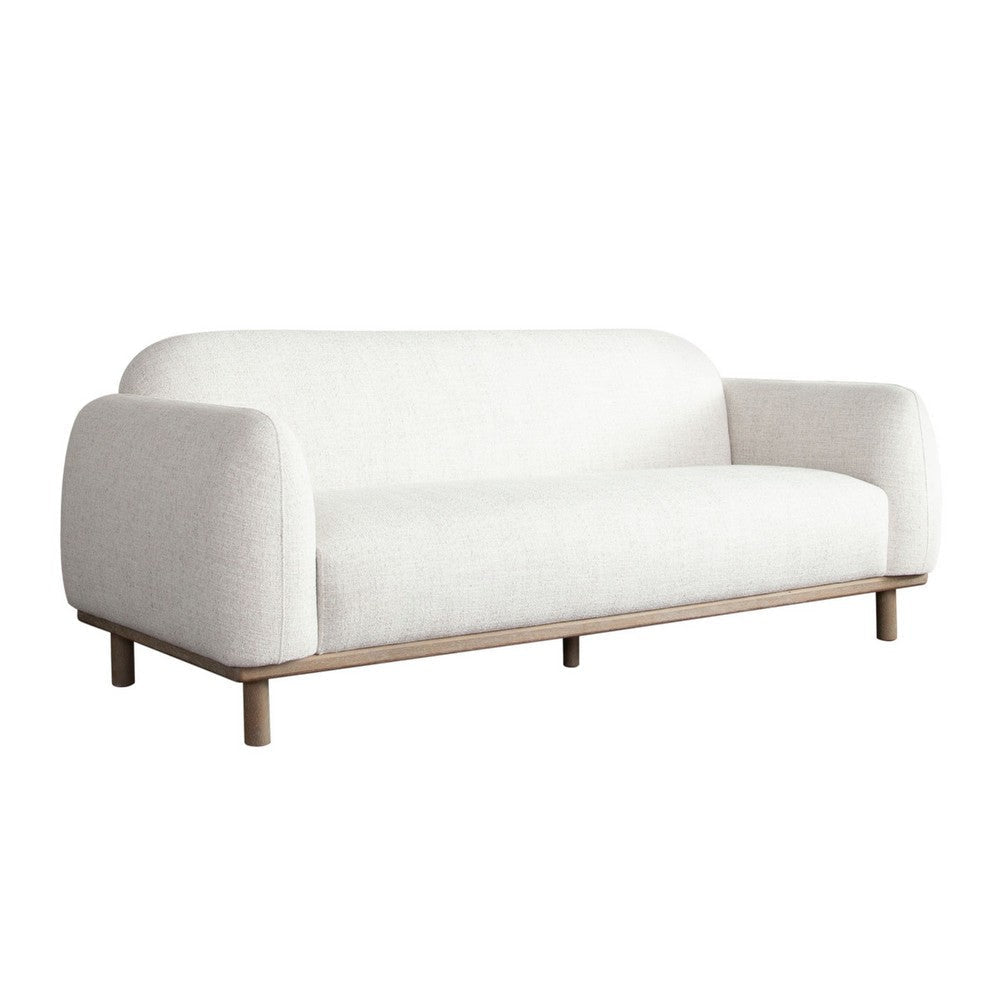 Lary Retro Modern Sofa | 84’’ Light Barley White Polyester | Caramel Brown BM338718