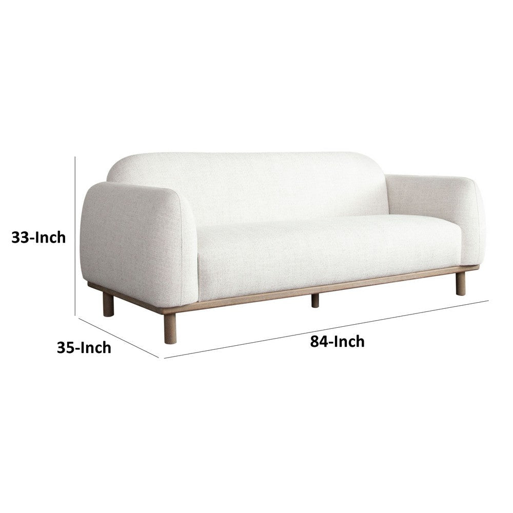 Lary Retro Modern Sofa | 84’’ Light Barley White Polyester | Caramel Brown BM338718