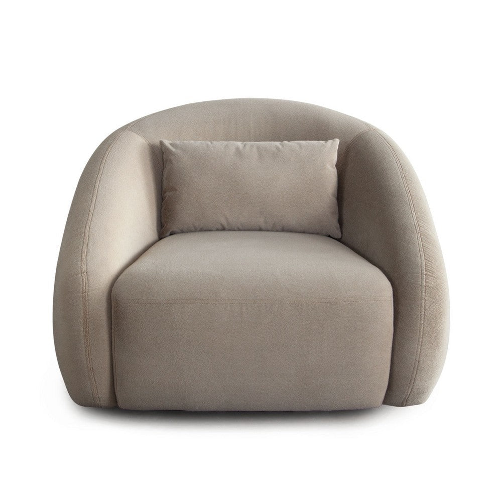 Lex Retro Swivel Accent Chair | 1 Accent Pillow | Fawn Faux Alpaca Fabric BM338719