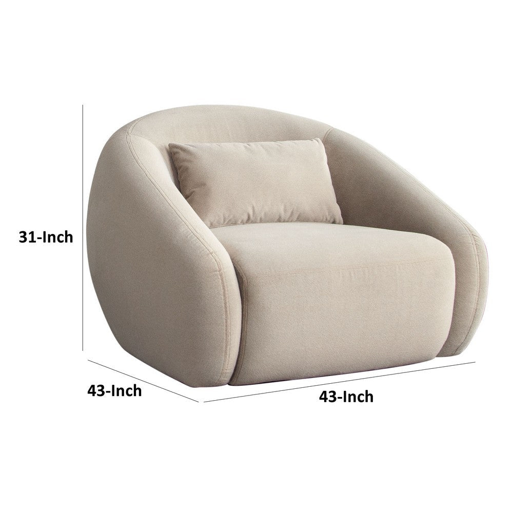 Lex Retro Swivel Accent Chair | 1 Accent Pillow | Fawn Faux Alpaca Fabric BM338719