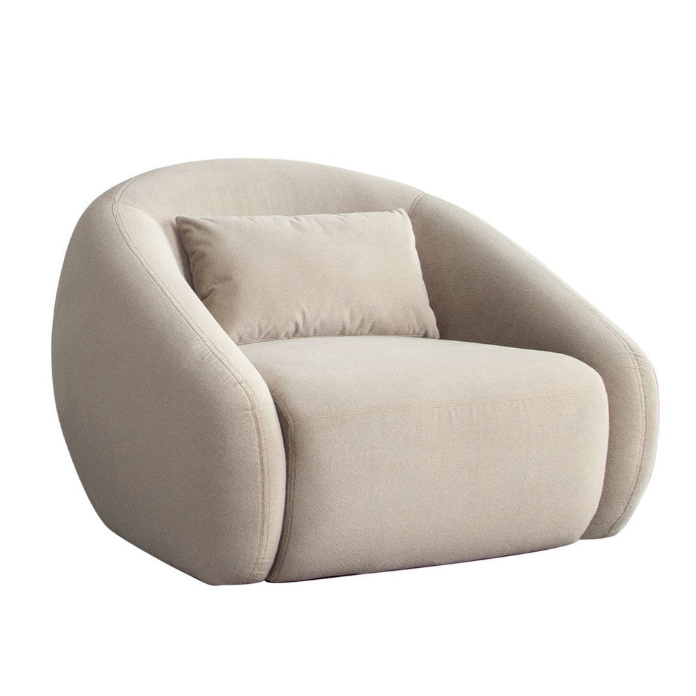 Lex Retro Swivel Accent Chair | 1 Accent Pillow | Fawn Faux Alpaca Fabric