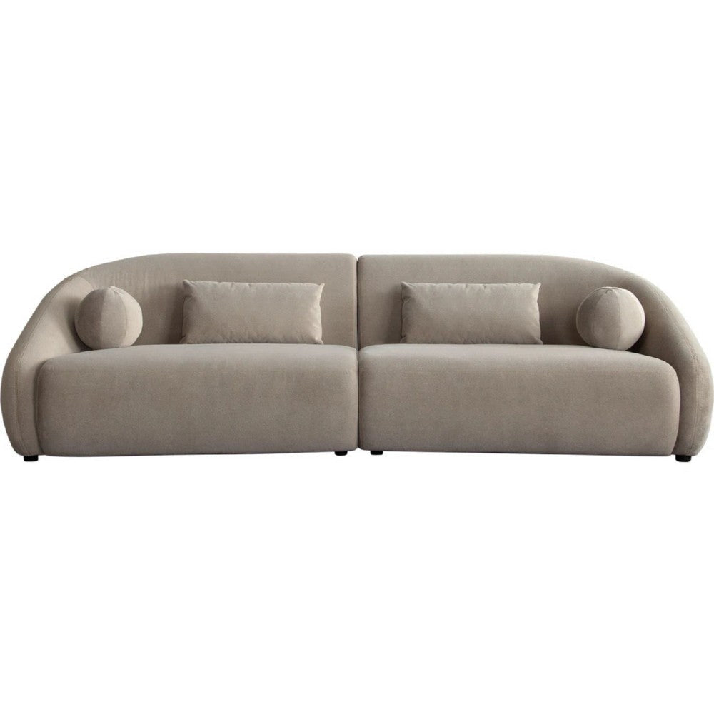 Lex Retro 2pc Sectional Sofa | 112’’ with 4 Pillows | Fawn Faux Alpaca BM338720