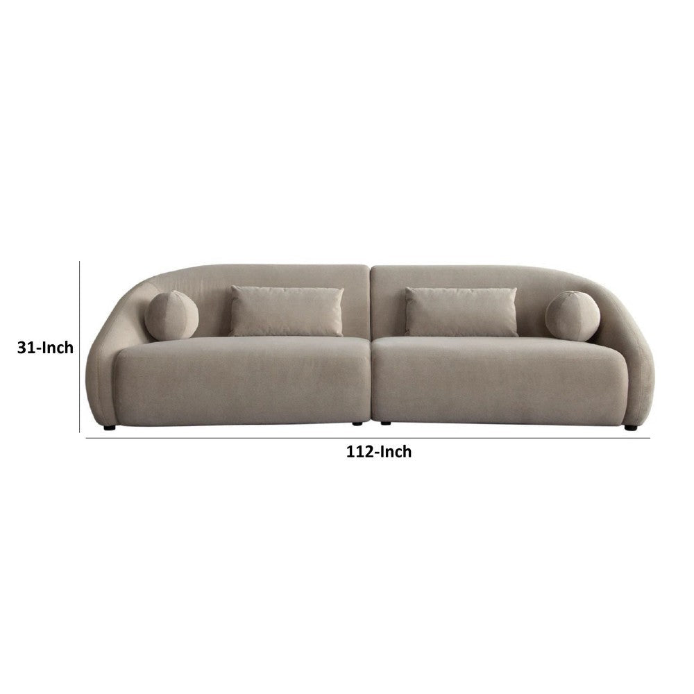 Lex Retro 2pc Sectional Sofa | 112’’ with 4 Pillows | Fawn Faux Alpaca BM338720