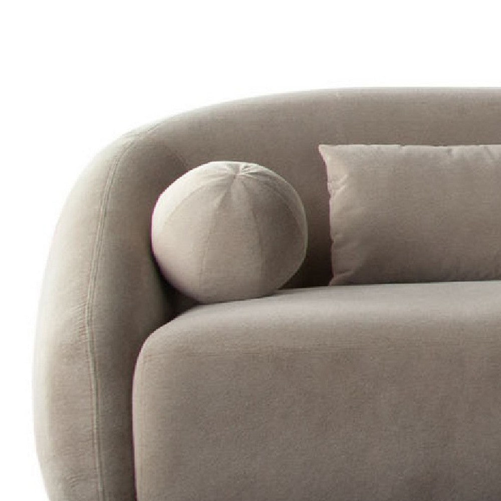 Lex Retro Curved Sectional Sofa | 152 Inch w 5 Pillows | Fawn Faux Alpaca BM338721