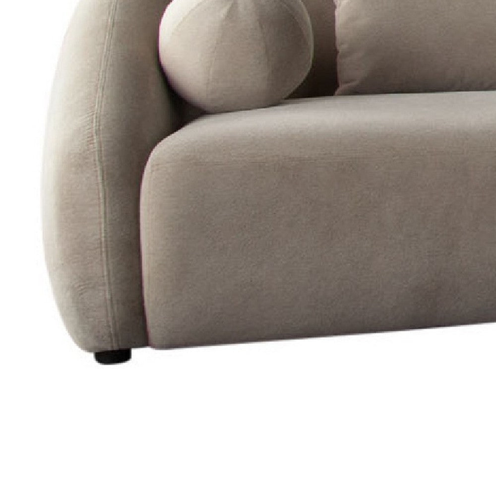 Lex Retro Curved Sectional Sofa | 152 Inch w 5 Pillows | Fawn Faux Alpaca BM338721