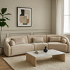 Lex Retro Curved Sectional Sofa | 152 Inch w  5 Pillows | Fawn Faux Alpaca