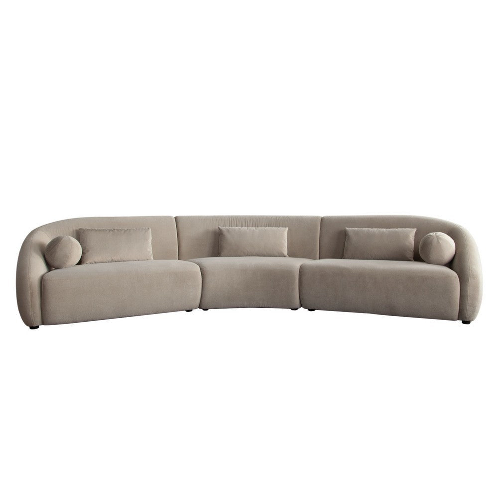 Lex Retro Curved Sectional Sofa | 152 Inch w 5 Pillows | Fawn Faux Alpaca BM338721