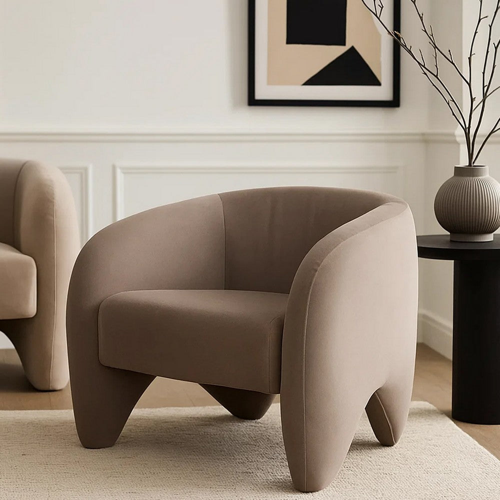 Kiol Accent Chair | Winter Mink Gray Performance Velvet | Sloping Arms